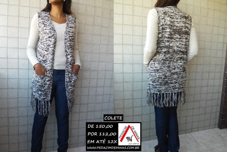 Colete Mix Fios - Código 047 - P,M,G,GG -Palha e Cinza - Tricô - Inverno - De R$ 150,00 - Por R$ 112,00 -3 x sem juros - FRETE GRÁTIS!!!